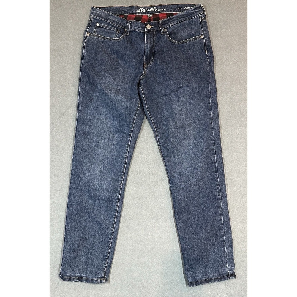 Eddie Bauer Fleece Lined Jeans Mens Thermal‎ Straight Fit Denim Size 34x34